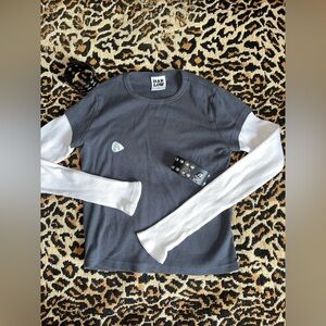 Harlow Gray and White Long Sleeve Top